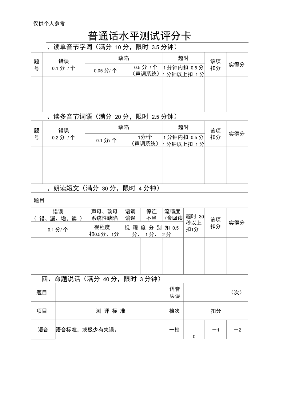普通話考試評分標(biāo)準(zhǔn)細(xì)則(普通話100分怎么給的)-圖1