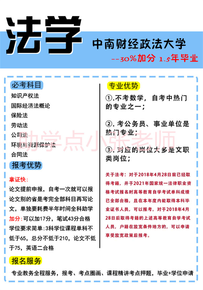 2025年中南財(cái)經(jīng)政法大學(xué)小自考本科法學(xué)專業(yè)報(bào)名必看-圖1