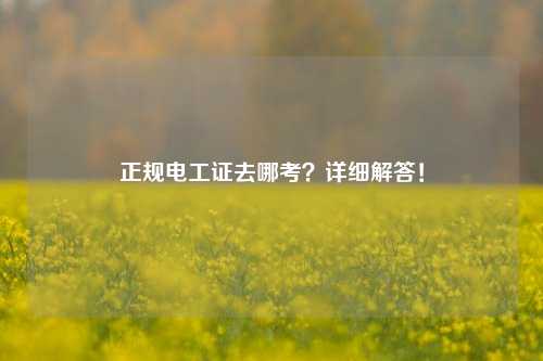 正規(guī)電工證去哪考？詳細解答！-圖1