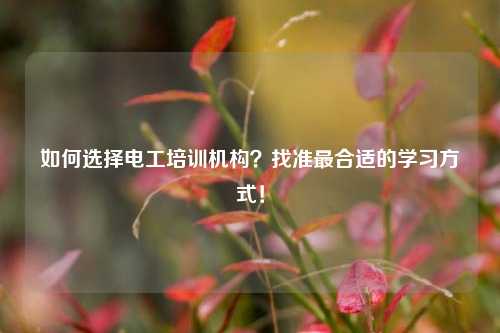 如何選擇電工培訓(xùn)機(jī)構(gòu)？找準(zhǔn)最合適的學(xué)習(xí)方式！-圖1