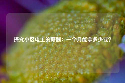 探究小區(qū)電工的薪酬：一個月能拿多少錢？-圖1