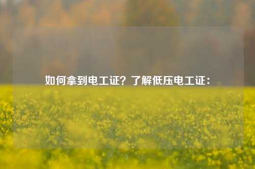 如何拿到電工證？了解低壓電工證：-圖1