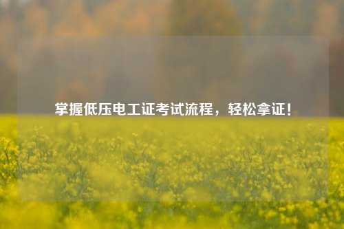 掌握低壓電工證考試流程，輕松拿證！-圖1