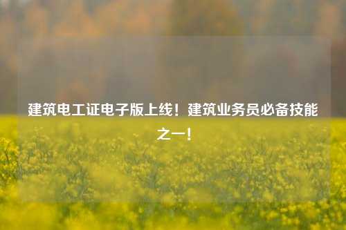 建筑電工證電子版上線！建筑業(yè)務(wù)員必備技能之一！-圖1