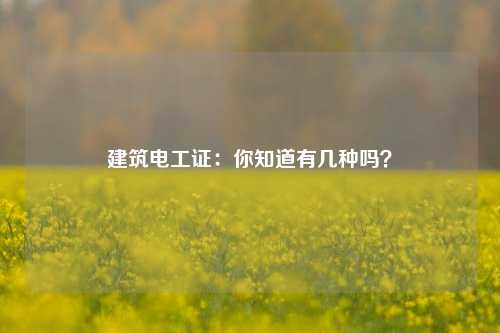 建筑電工證：你知道有幾種嗎？-圖1